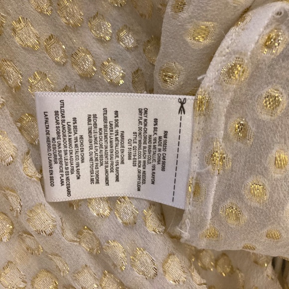 Equipment Cream Gold Polka Dot Silk Blend Button Down Blouse - Picture 4 of 7